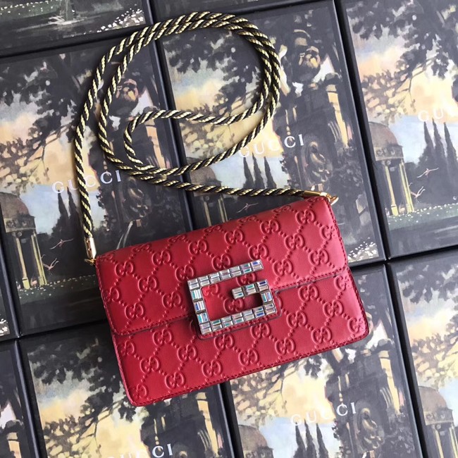 Gucci leather Shoulder bag with Square G 544242 red