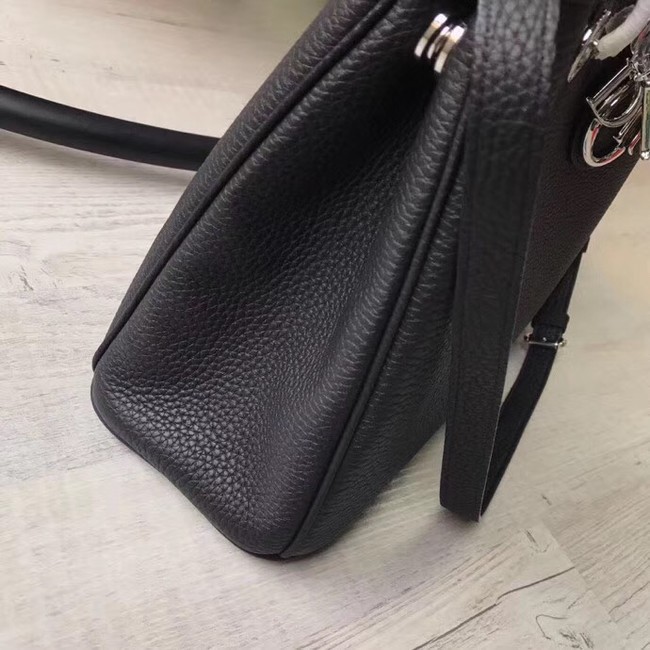 Dior Diorissimo Bag in Original Grainy Leather CD0678 black & silver-Tone Metal