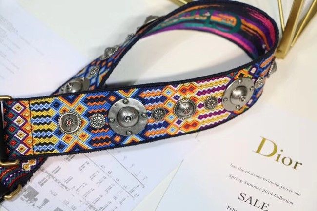 Dior MULTI-COLOURED CANVAS SHOULDER STRAP WITH MEDALLIONS 03566