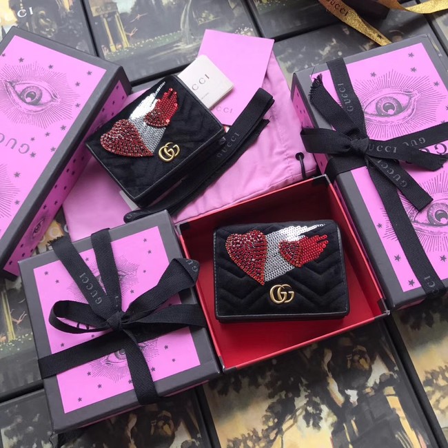Gucci GG Marmont velvet card case 466492 black
