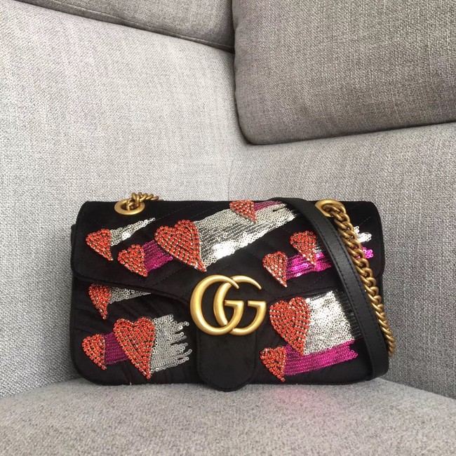 Gucci GG Marmont velvet small shoulder bag 443497B black