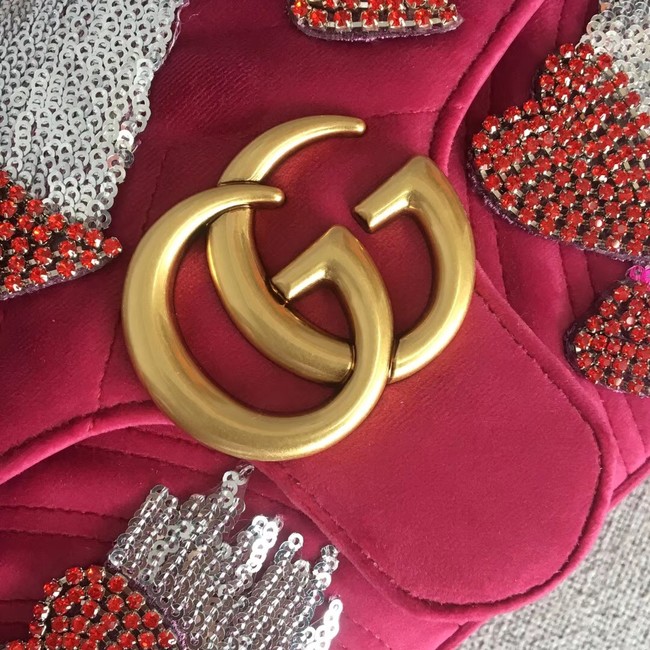 Gucci GG Marmont velvet small shoulder bag 443497B pink