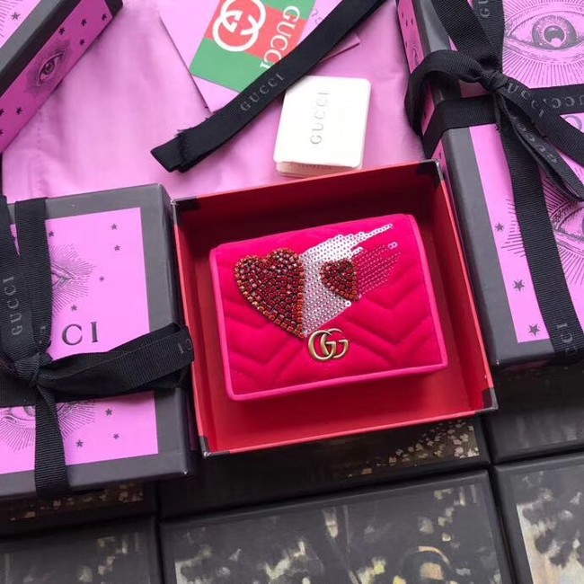 Gucci GG velvet Marmont card case 466492 rose