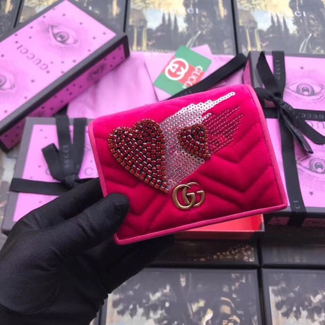 Gucci GG velvet Marmont card case 466492 rose