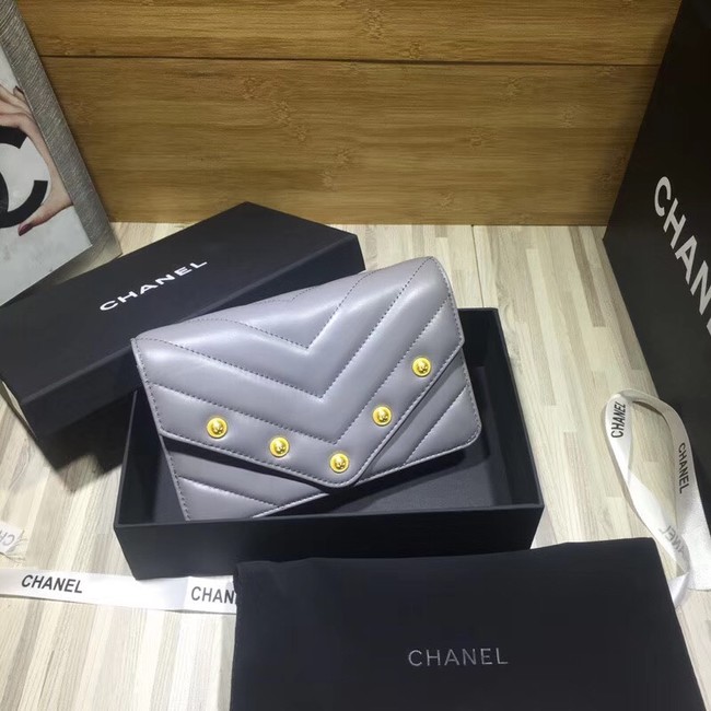 Chanel Original Lambskin & Gold-Tone Metal C33814 Gray