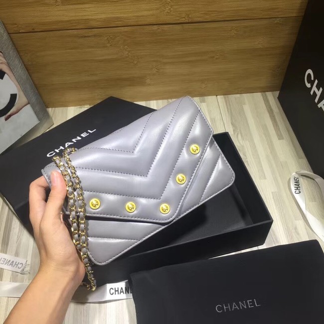 Chanel Original Lambskin & Gold-Tone Metal C33814 Gray