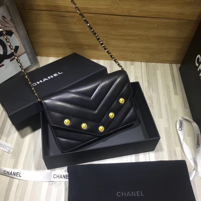 Chanel Original Lambskin & Gold-Tone Metal C33814 black
