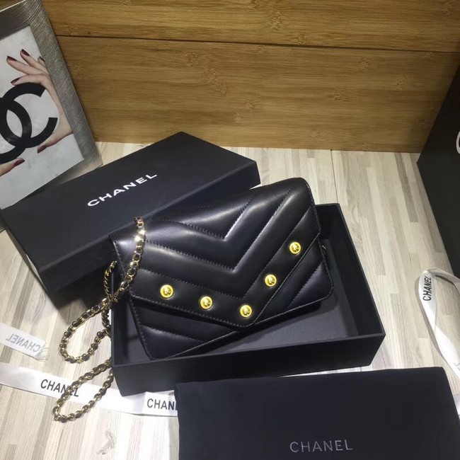 Chanel Original Lambskin & Gold-Tone Metal C33814 black