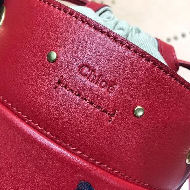 CHLOE Mini Roy leather bucket bag 3E128C red