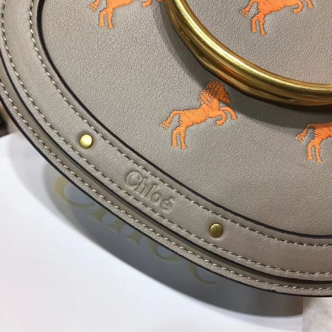 CHLOE Small Nile leather Horse bracelet bag 3E1302 grey