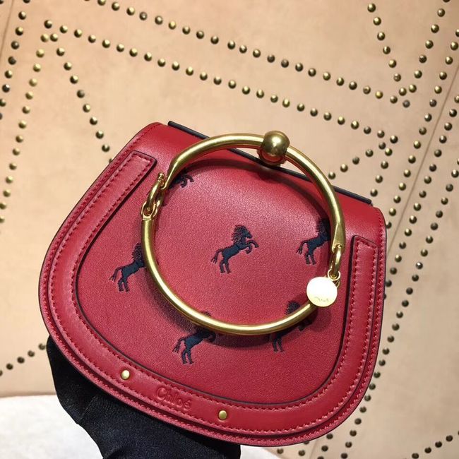 CHLOE Small Nile leather Horse bracelet bag 3E1302 red