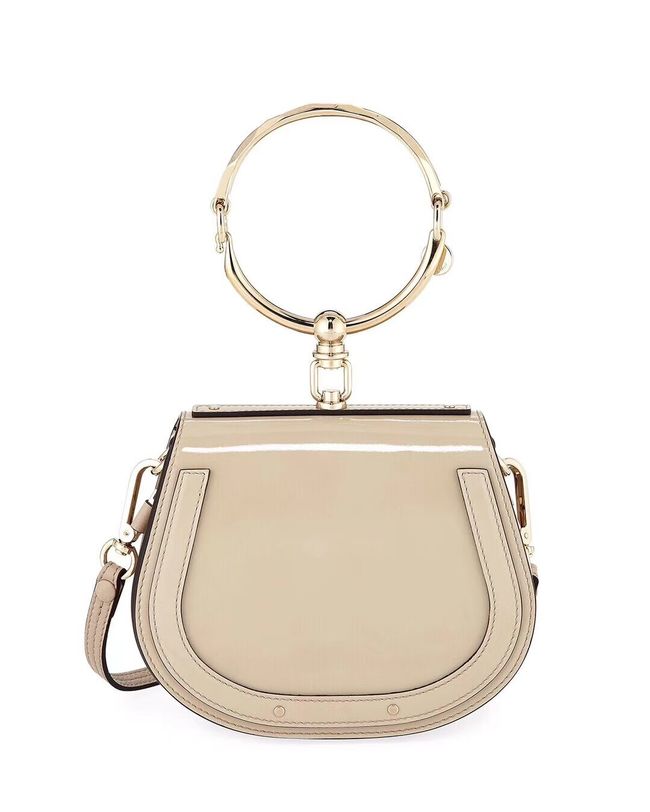 CHLOE Small Nile patent leather bracelet bag 3E1302 WHITE