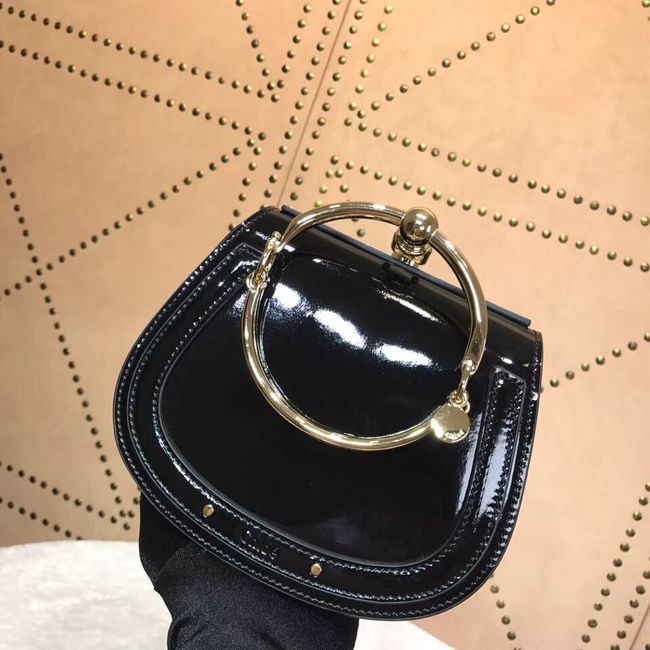 CHLOE Small Nile patent leather bracelet bag 3E1302 black