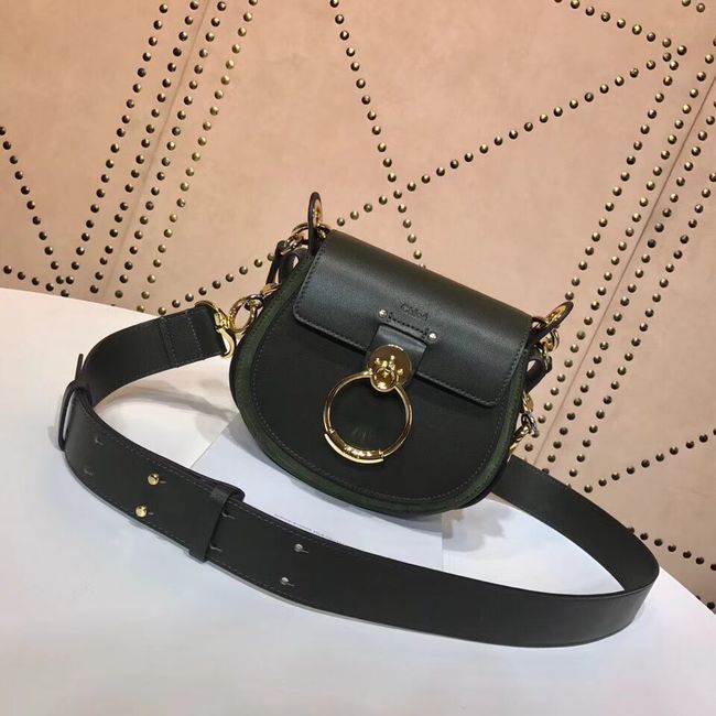 CHLOE Tess Small leather shoulder bag 3E153 Blackish green