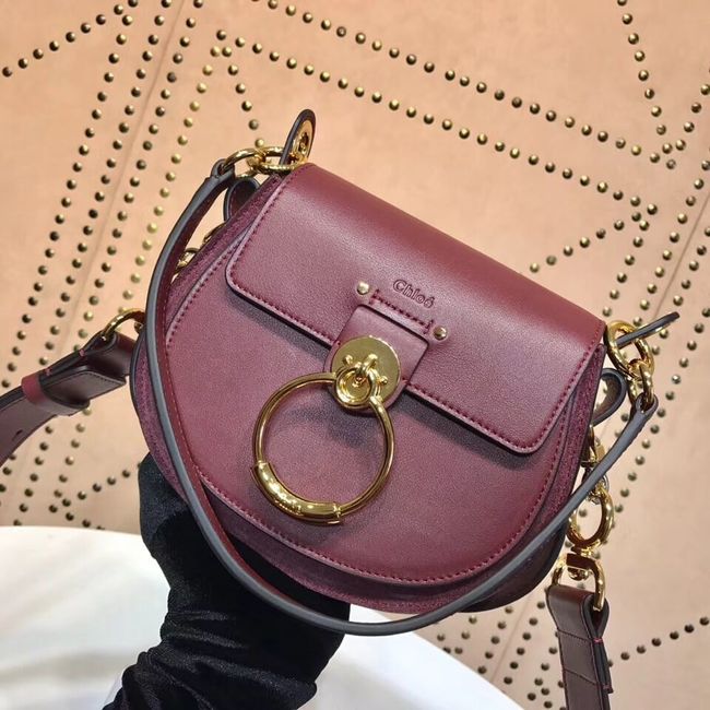 CHLOE Tess Small leather shoulder bag 3E153 Plum purple