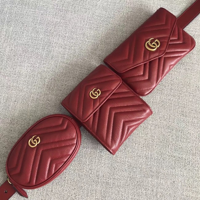 Gucci GG Marmont matelasse belt bag 524597 red