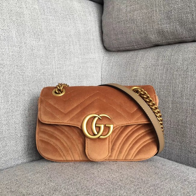 Gucci GG Marmont velvet mini bag 446744 brown