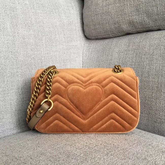 Gucci GG Marmont velvet mini bag 446744 brown