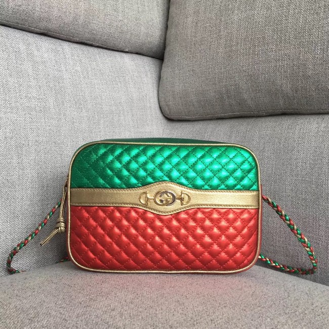 Gucci Laminated leather small shoulder bag 541061 Green and red