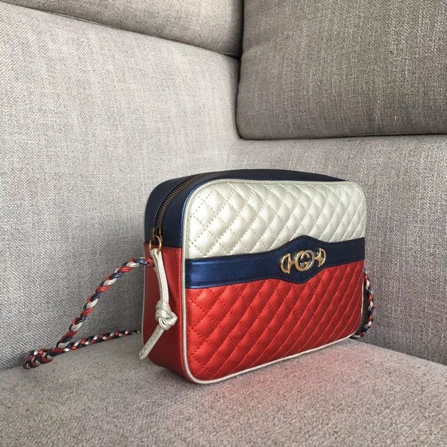 Gucci Laminated leather small shoulder bag 541061 red&silver
