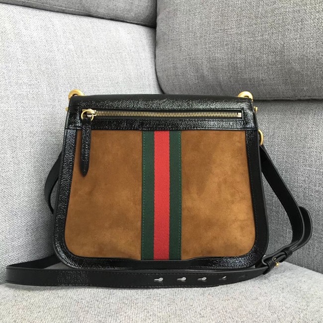 Gucci Velvet leather shoulder bag 523368 brown