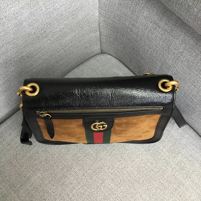 Gucci Velvet leather shoulder bag 523368 brown