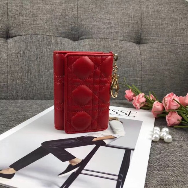 LADY DIOR LOTUS WALLET CANNAGE LAMBSKIN S0200 red