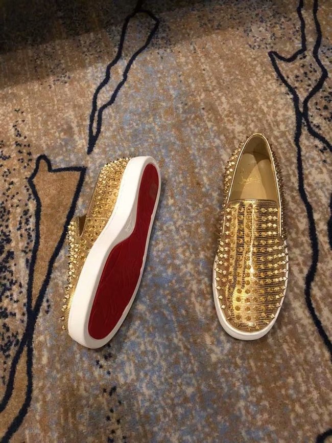 CHRISTIAN LOUBOUTIN Pik Boat glitter leather sneakers CL1027