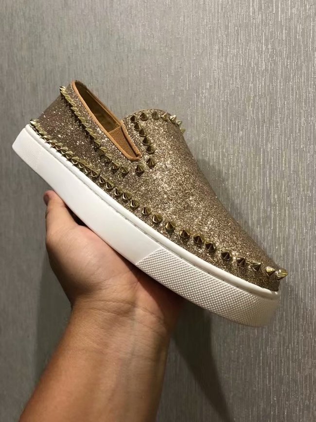 CHRISTIAN LOUBOUTIN Pik Boat glitter leather sneakers CL1029