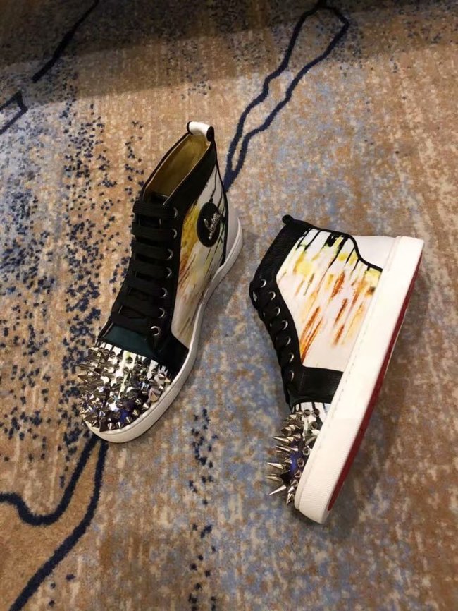 CHRISTIAN LOUBOUTIN Pik Boat glitter leather sneakers CL1042	
