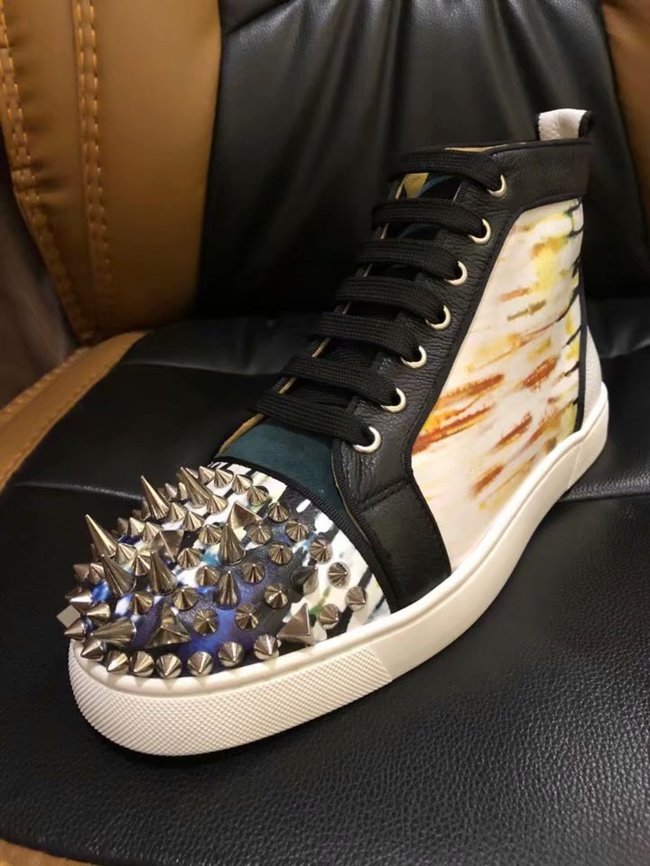 CHRISTIAN LOUBOUTIN Pik Boat glitter leather sneakers CL1042	