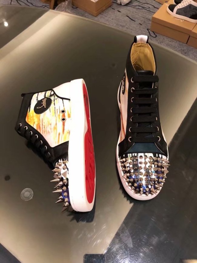 CHRISTIAN LOUBOUTIN Pik Boat glitter leather sneakers CL1042	