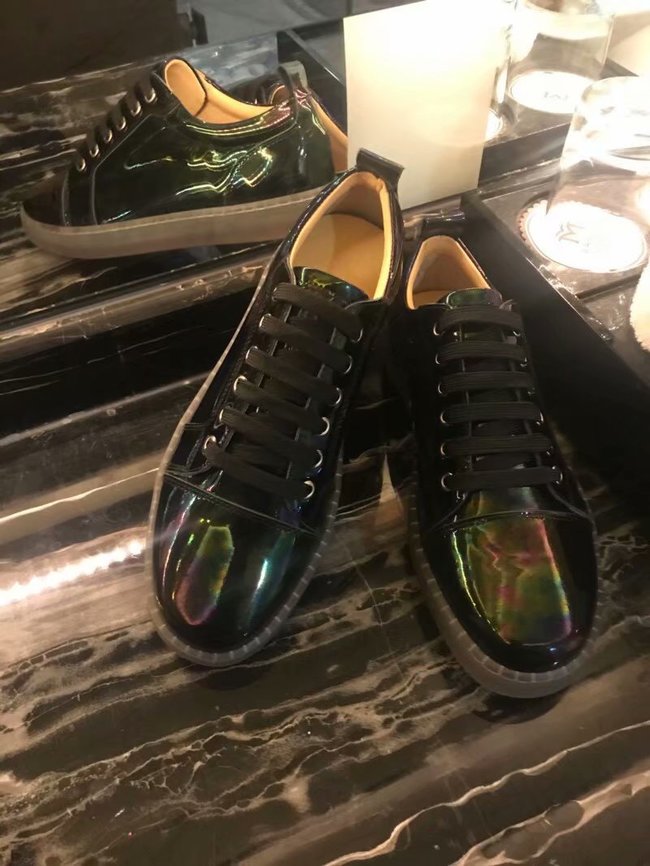 CHRISTIAN LOUBOUTIN Pik Boat glitter leather sneakers CL1045