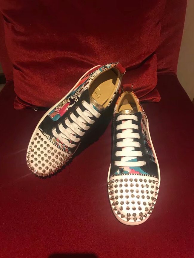 CHRISTIAN LOUBOUTIN Pik Boat glitter leather sneakers CL1047