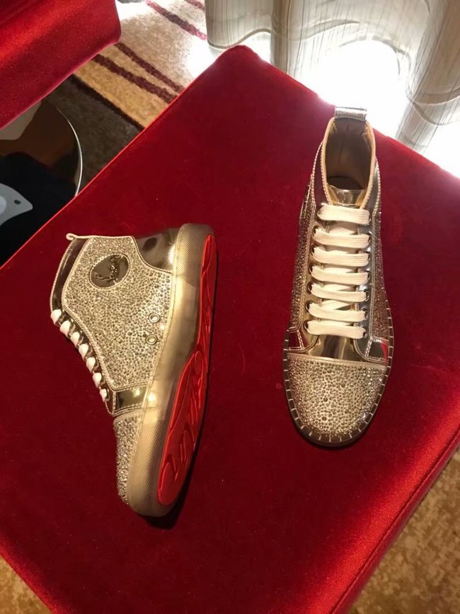 CHRISTIAN LOUBOUTIN Pik Boat glitter leather sneakers CL1051