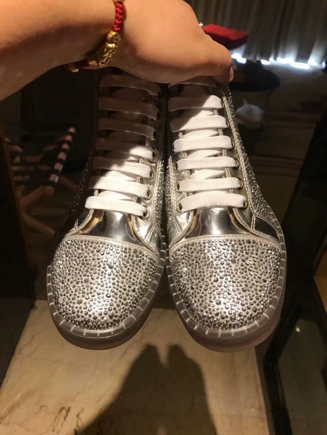 CHRISTIAN LOUBOUTIN Pik Boat glitter leather sneakers CL1051