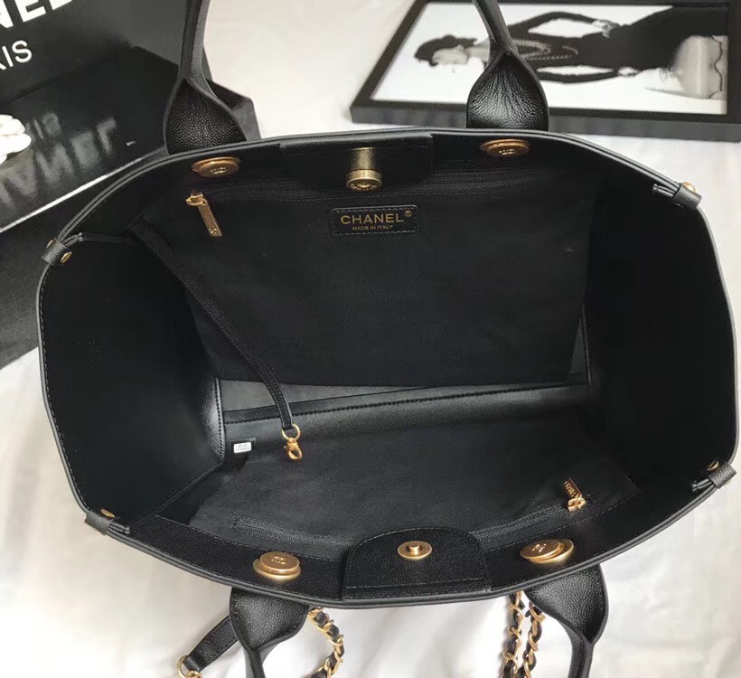 Chanel original Calfskin Leather Tote Bag 78901 black