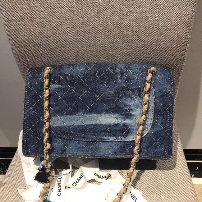 Chanel Flap Bag Original Denim Shoulder Bag D1113 blue