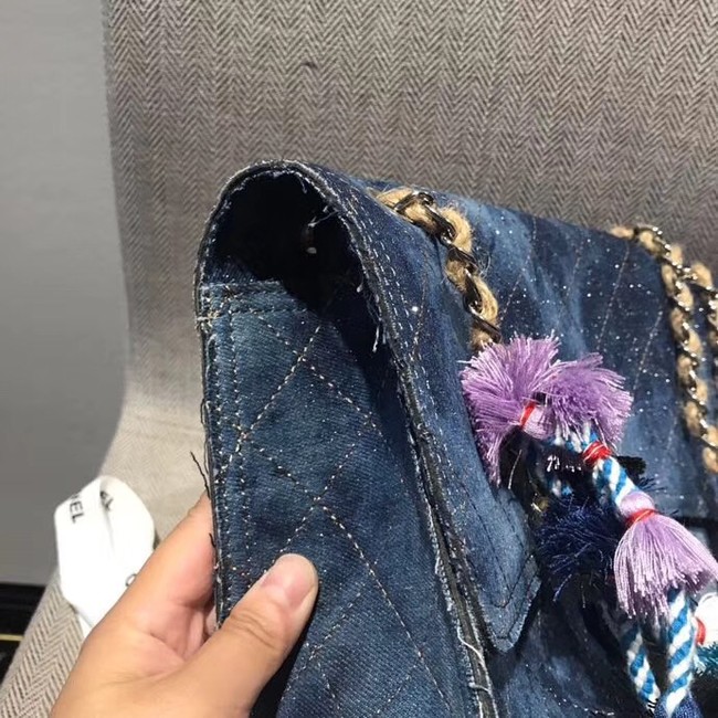 Chanel Flap Bag Original Denim Shoulder Bag D1113 blue