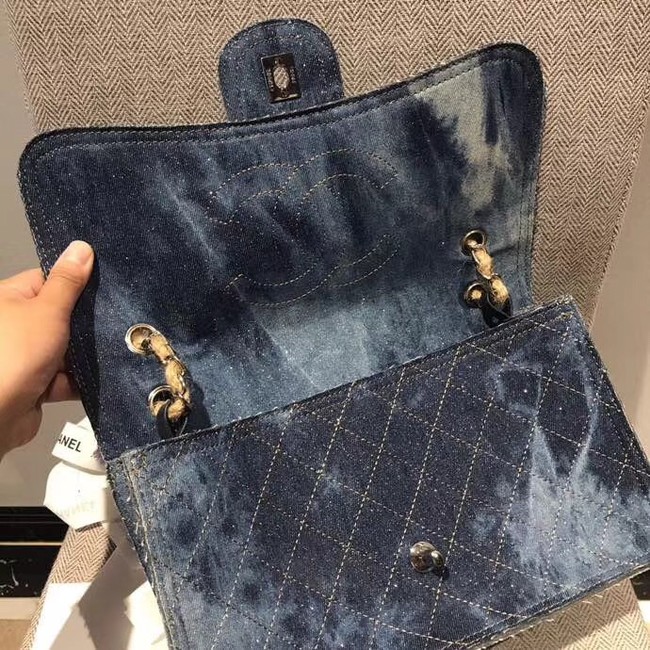 Chanel Flap Bag Original Denim Shoulder Bag D1113 blue