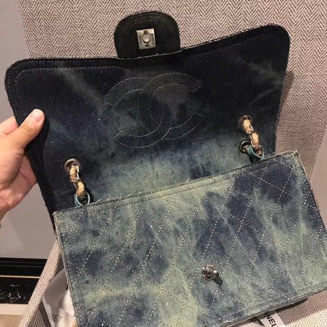 Chanel Flap Bag Original Denim Shoulder Bag D1113 grey