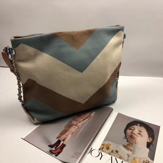Chanel Medium Canvas Tote Shopping Bag 95105 blue&white&bown