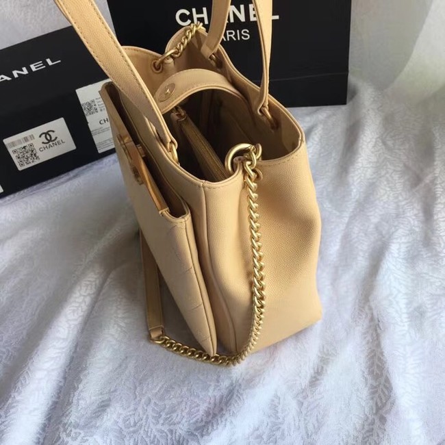 Chanel Small Shopping Bag Grained Calfskin & Gold-Tone Metal A57563 Beige