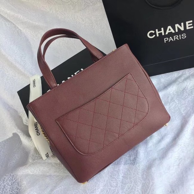 Chanel Small Shopping Bag Grained Calfskin & Gold-Tone Metal A57563 Burgundy