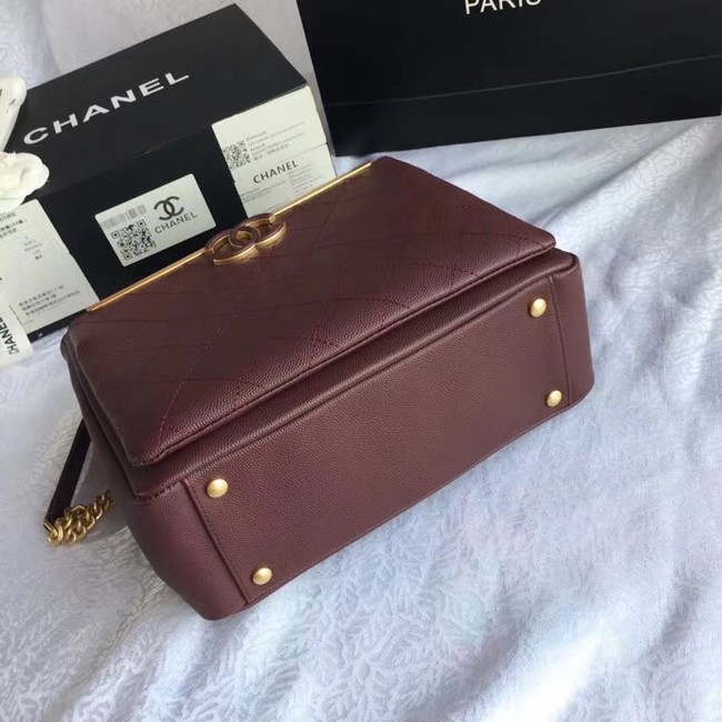 Chanel Small Shopping Bag Grained Calfskin & Gold-Tone Metal A57563 Burgundy