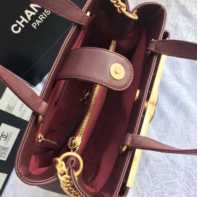 Chanel Small Shopping Bag Grained Calfskin & Gold-Tone Metal A57563 Burgundy