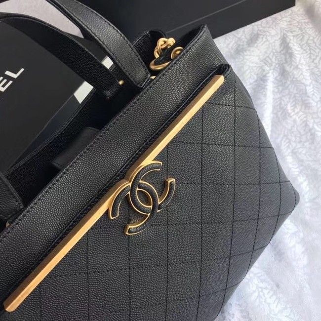 Chanel Small Shopping Bag Grained Calfskin & Gold-Tone Metal A57563 black