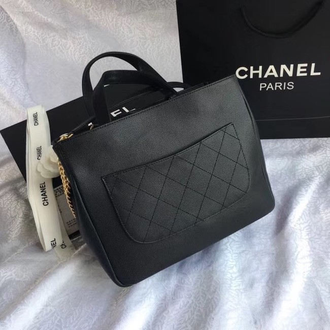 Chanel Small Shopping Bag Grained Calfskin & Gold-Tone Metal A57563 black