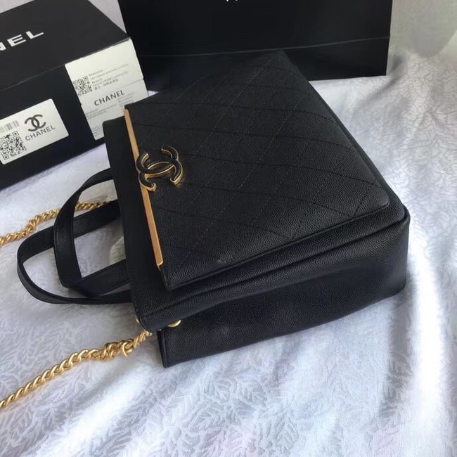 Chanel Small Shopping Bag Grained Calfskin & Gold-Tone Metal A57563 black