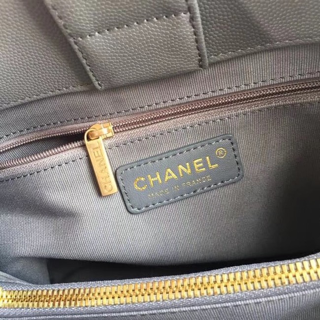 Chanel Small Shopping Bag Grained Calfskin & Gold-Tone Metal A57563 grey